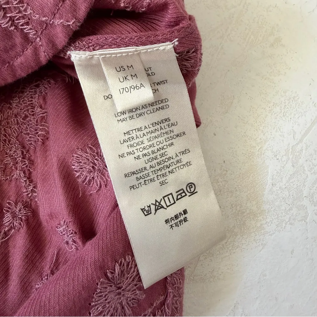 Anthropologie Pilcro Jolie Pintucked Blouse Pink Rose Mauve Size M - Image 7