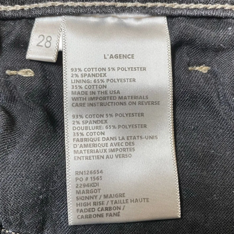 L'Agence Jeans Margot Skinny High‎ Rise Faded Carbon Size 28 - Excellent - Image 13