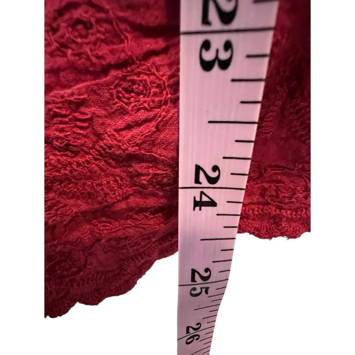 Solitaire Red Embroidered Boho Tie Front Blouse Women’s XL Peasant Top - Image 9