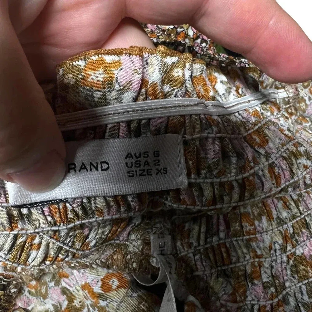 Faithfull The Brand Es‎ Saada Floral Smocked Dress Brown Pink Size 2 - Image 13