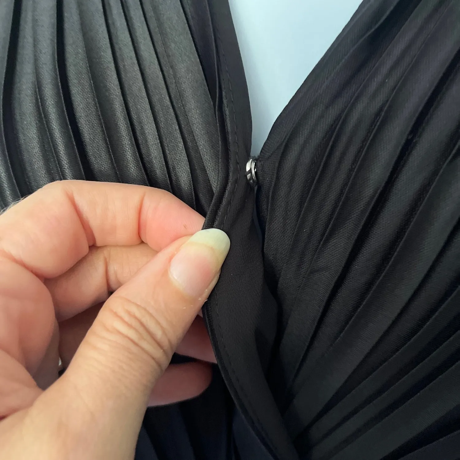 Japna Satin Pleated Wrap Womens Top Sz S Indie Holiday Glam Cocktail NYE  Deep V - Image 5