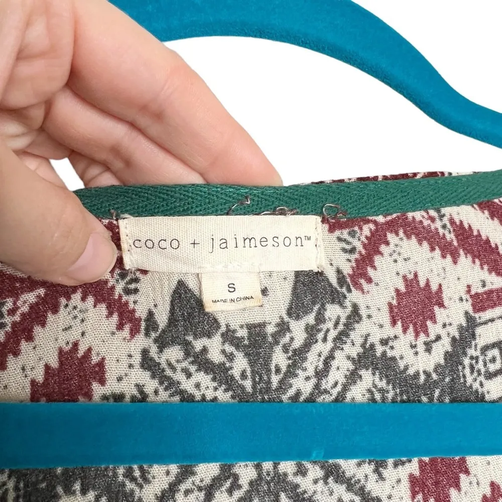 Coco +Jaimeson Boho Tassel Tie Neck Flare Sleeve Blouse - Image 8