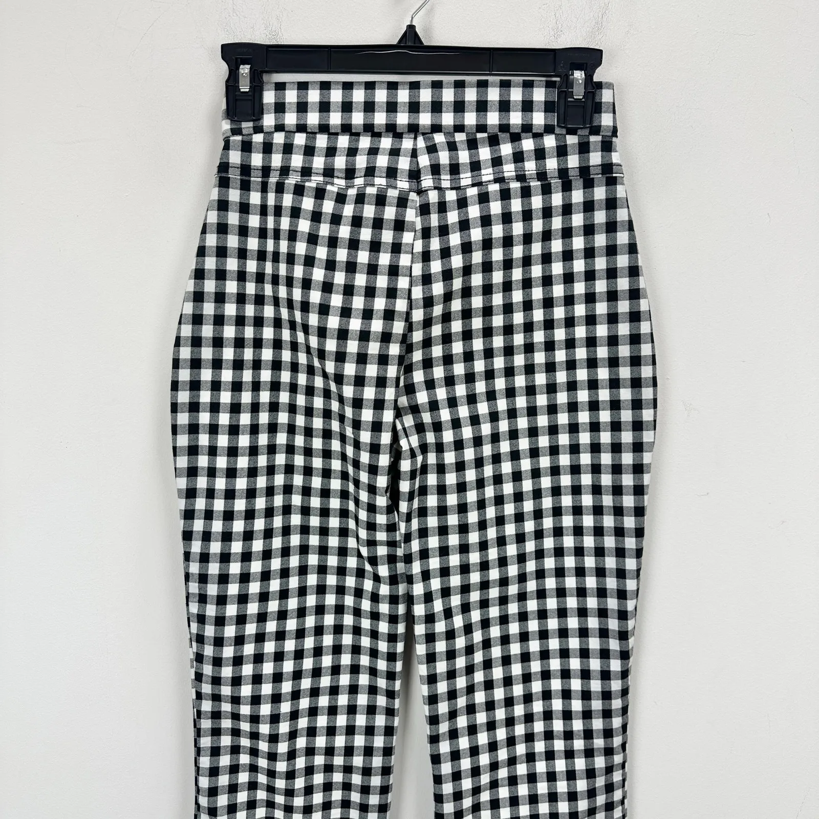 Free People Florence Crop Flare Gingham Pants Stretch Cotton Blend Retro XS - Image 7