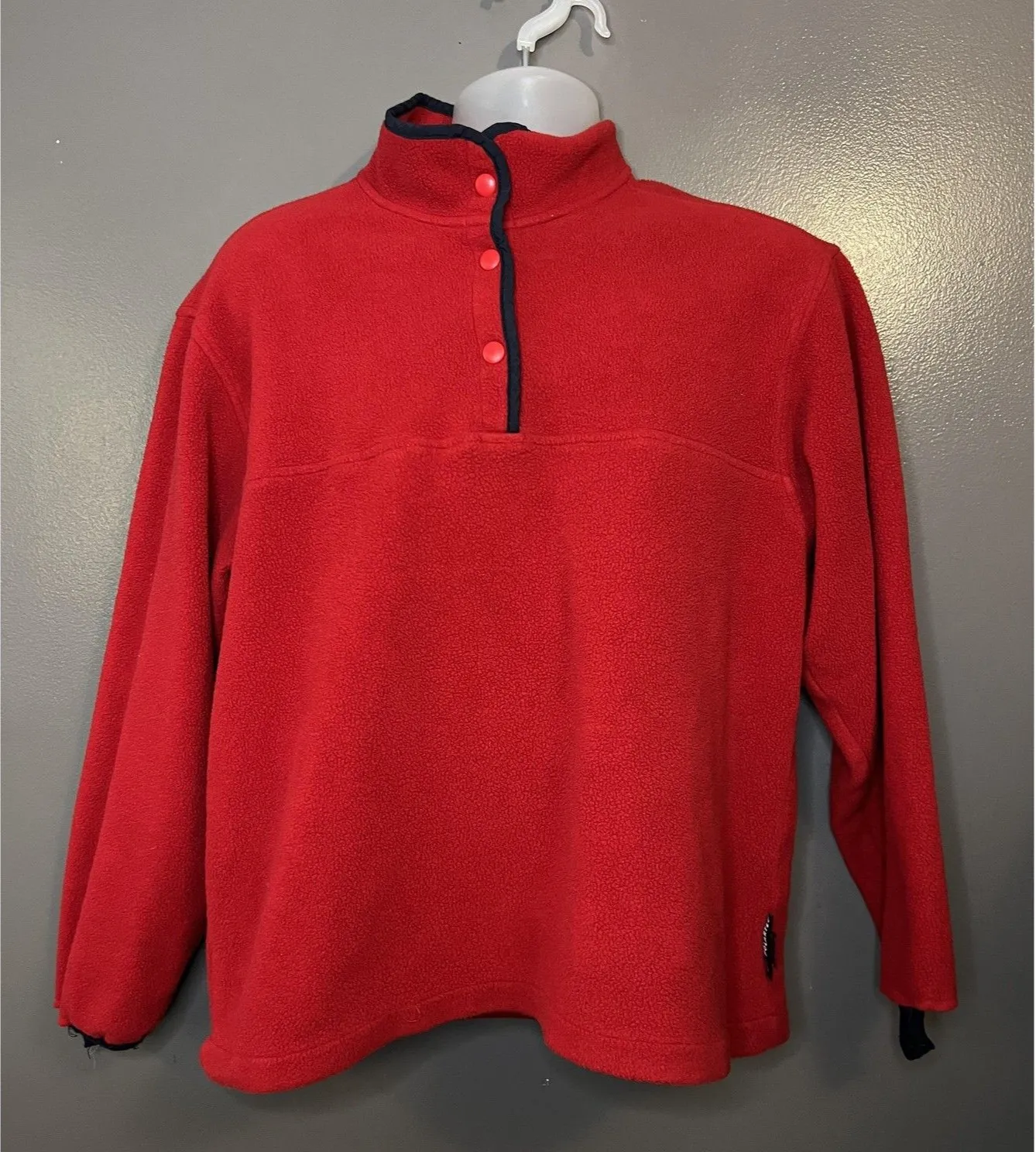 Woolrich Fleece Pullover Womens Medium Red Polartec Snap Mock Neck Outdoor Warm - Image 1