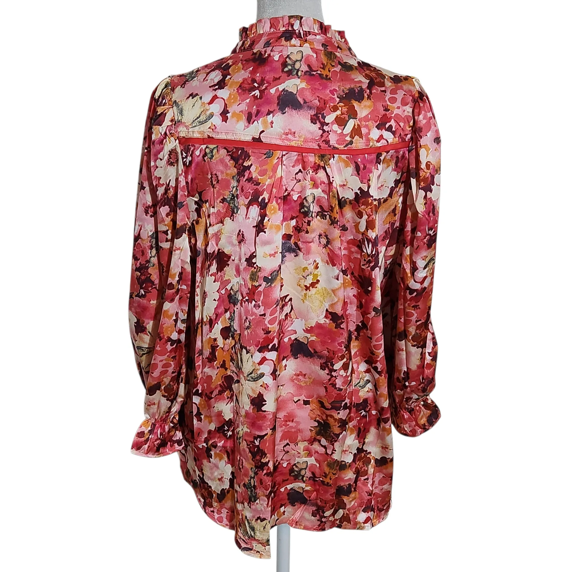 Umgee Pink Floral Satin Blouse with 3/4 Sleeves Size Small NWT - Image 3