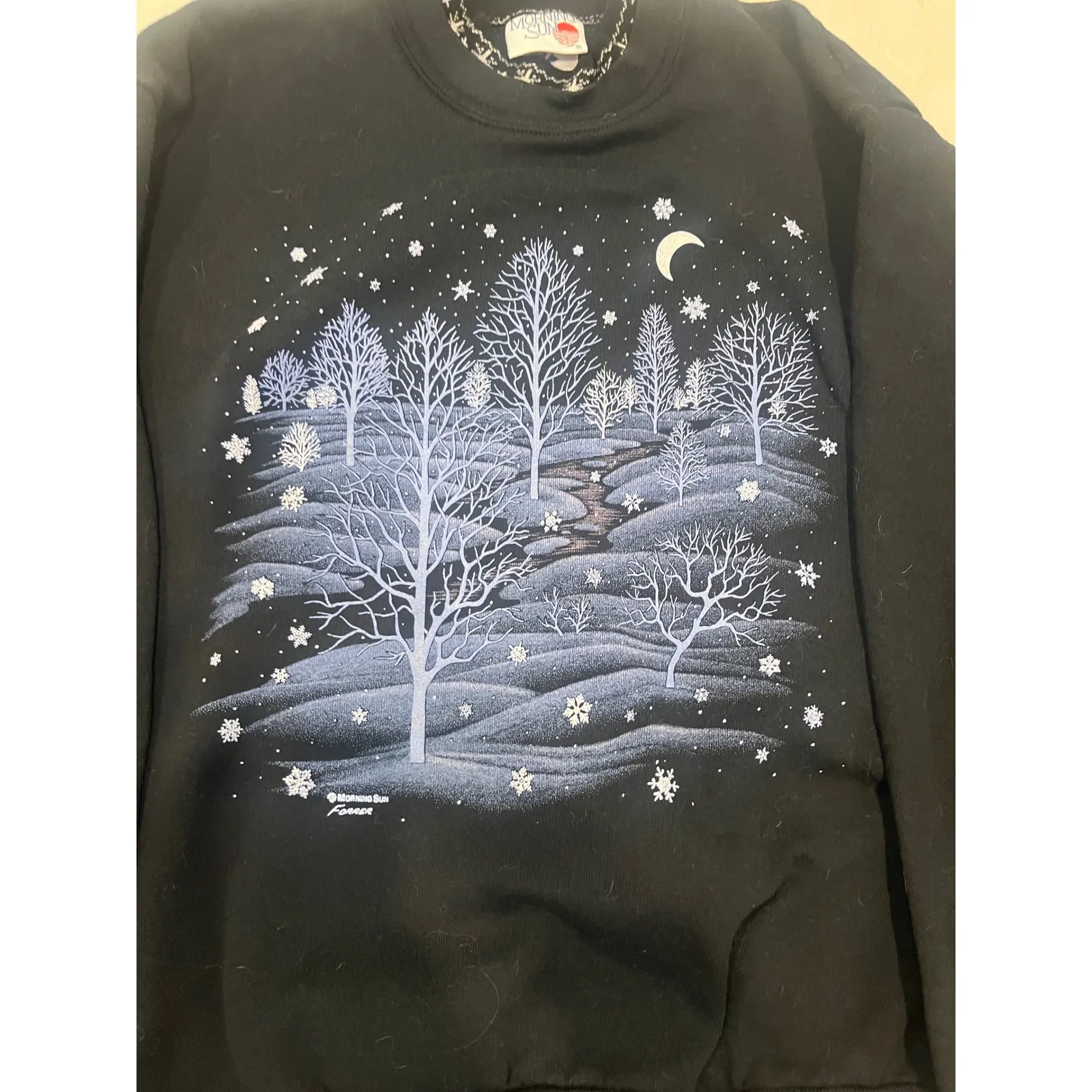 Vintage morning, sun women's sweatshirt, large Christmas black snow jerzees - Image 2