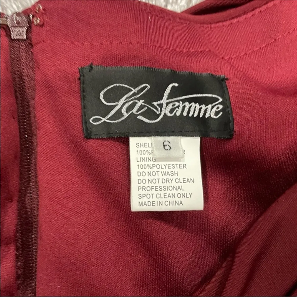 La Femme 26519 Ruched Gown in Wine Red - Image 5