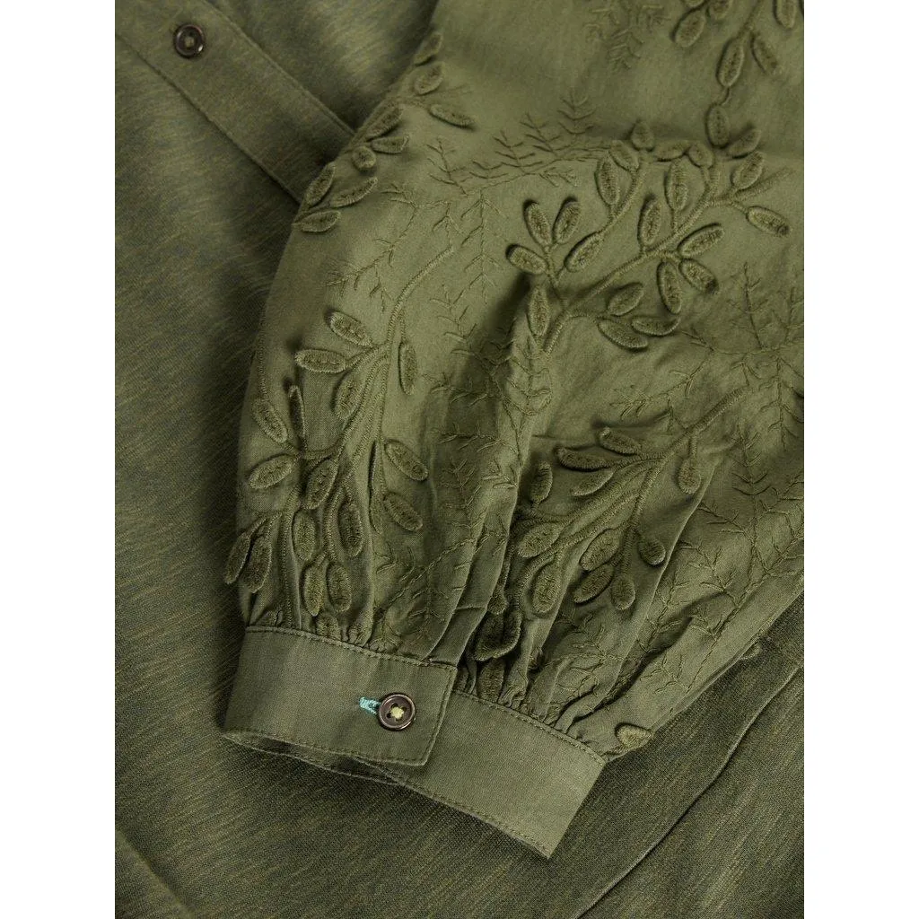 WHITE STUFF Rua Embroidered Dress in Dusty Green Size 12 New with Tag MSRP $144 - Image 7