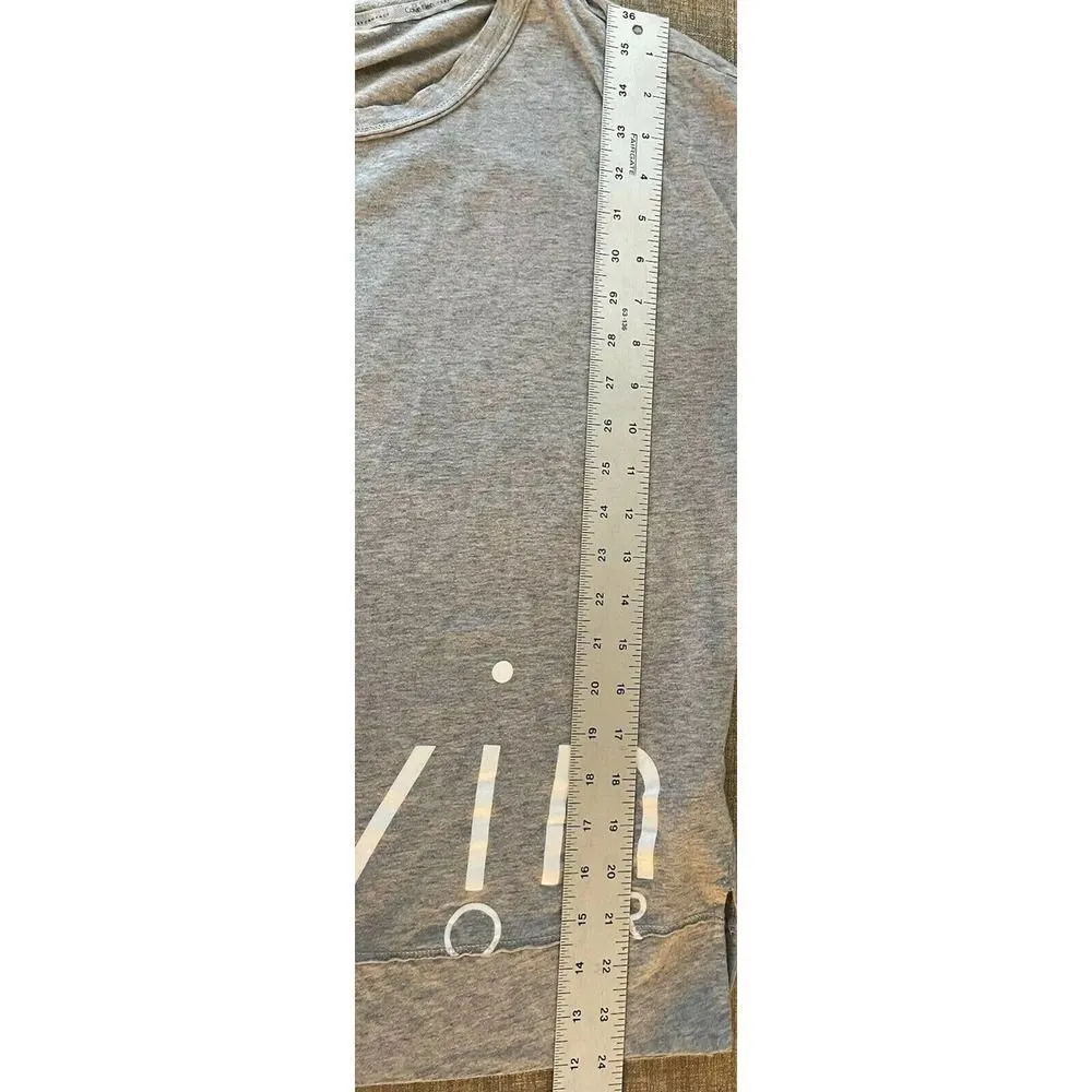 Calvin Klein Women's Size Large Grey Spell Out Short Sleeve Tshirt Athletic Boxy - Image 5