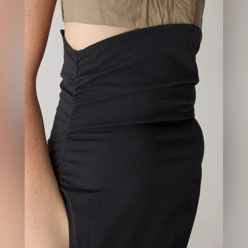 NWT Quince Mock Neck Sleeveless Black Tank Top Side Ruching Sz Large - Image 3