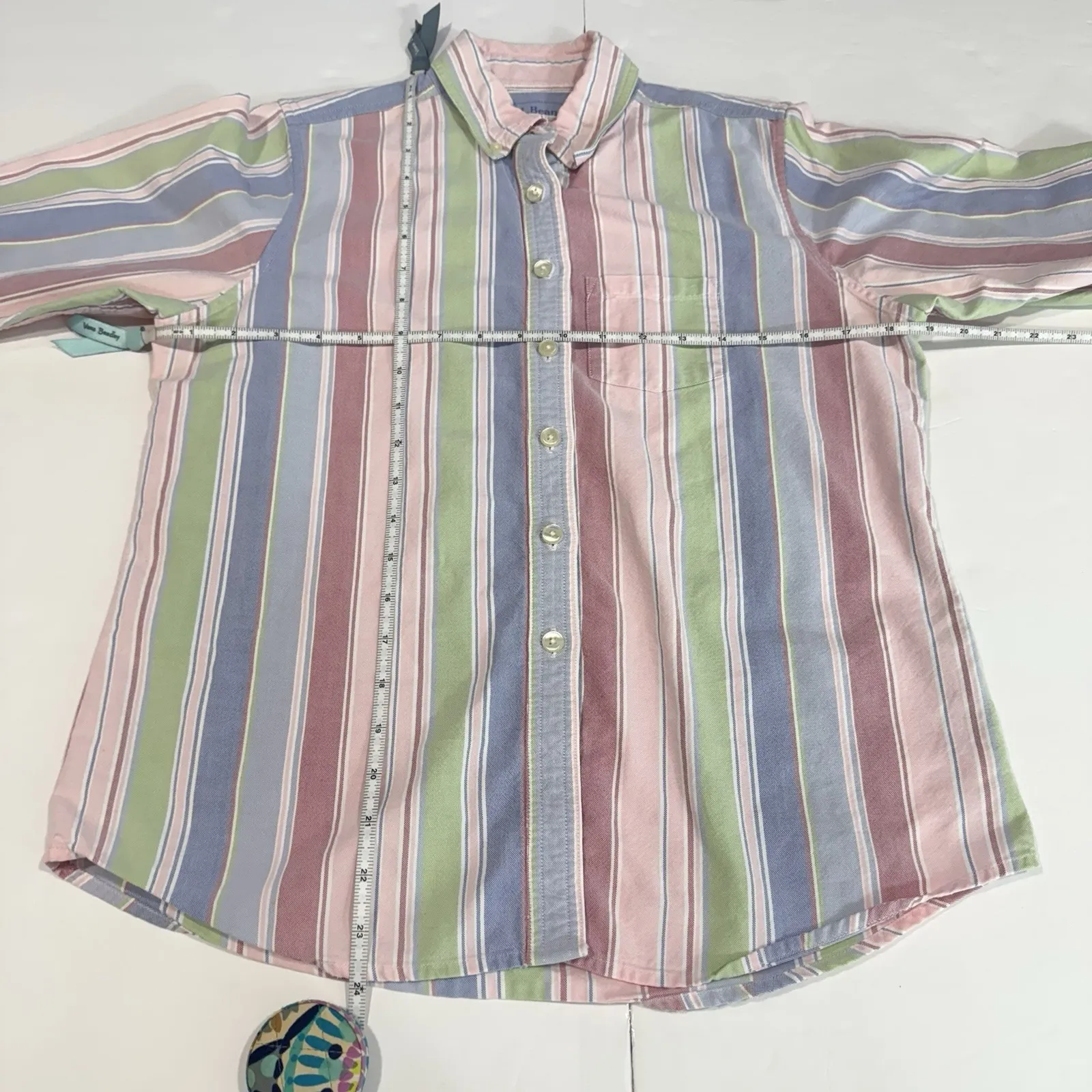 LL Bean Womens Colorful Stripe Wrinkle Free 3/4 Sleeve Oxford Button Up Shirt XS - Image 7