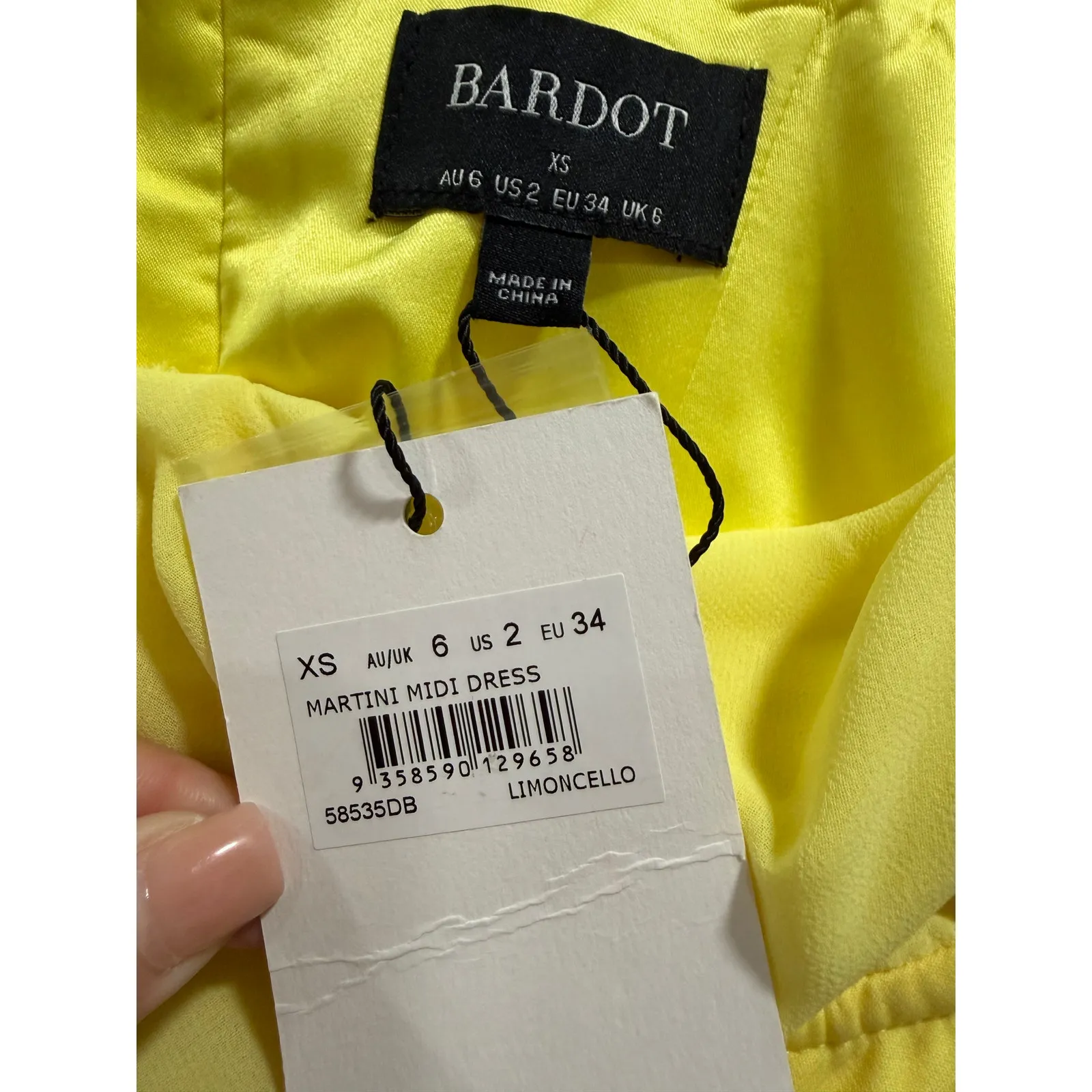 Bardot Martini Limoncello Bustier Midi Romantic Chiffon Whimsical Dress NWT XS 2 - Image 5