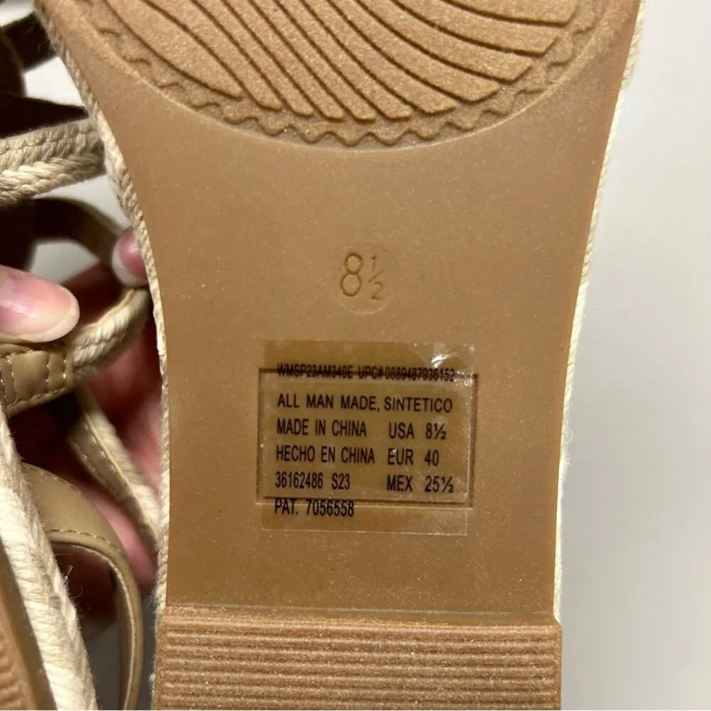 Scoop Braided Sandal Flat Strappy Tan Cream Buckle Closure Womens Size 8.5 NIB - Image 3