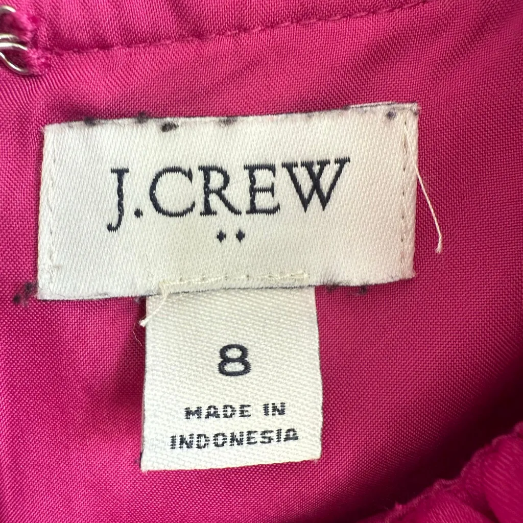 J.CREW Fuchsia Ruffle Shift Dress 8 Preppy Classic Coquette Barbiecore Chic Pink - Image 3