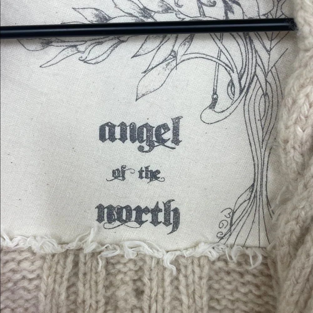 Anthropologie Angel of the North Cable Knit Long Cardigan Sweater Large cream - Image 12