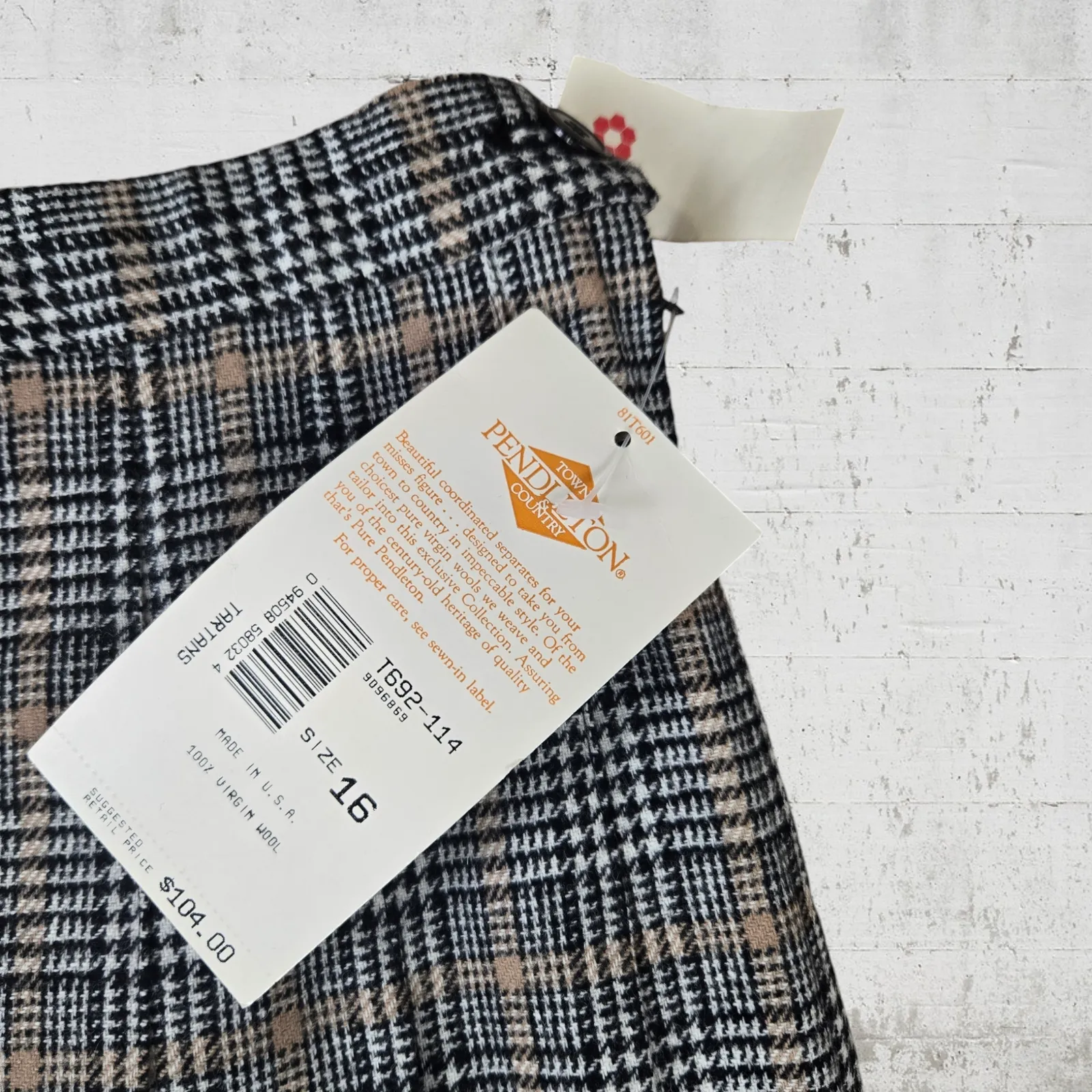 Vintage 70s Pendleton Gray Plaid Carnegie District Tartan Wool Skirt Size 16 NWT - Image 5