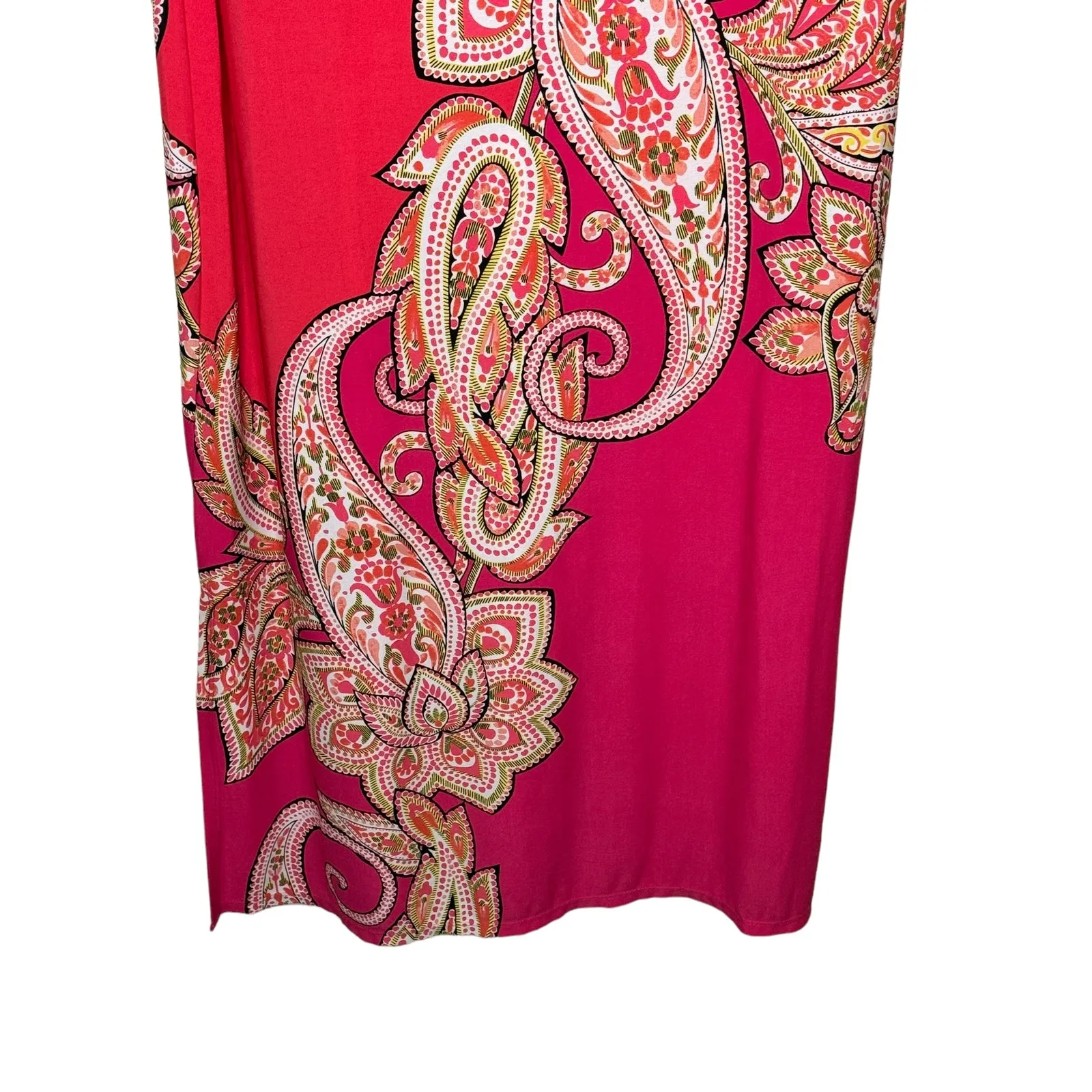 Sandra Darren Womens‎ Dress Bodycon Gold Neck Plate Cap Sleeve Paisley Orange 14 - Image 4