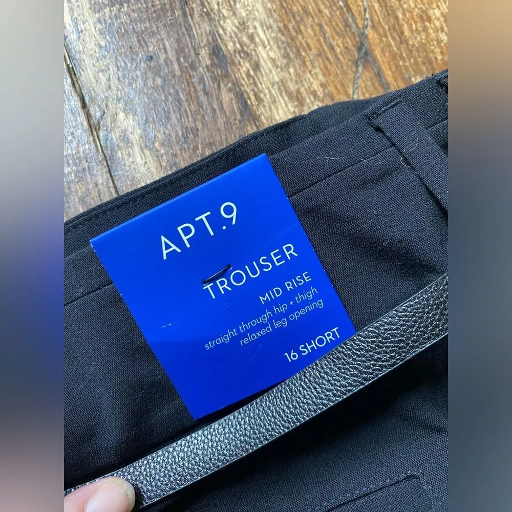 NWT Apt.9 women’s wide leg black trouser w/skinny belt size 16S - Image 6