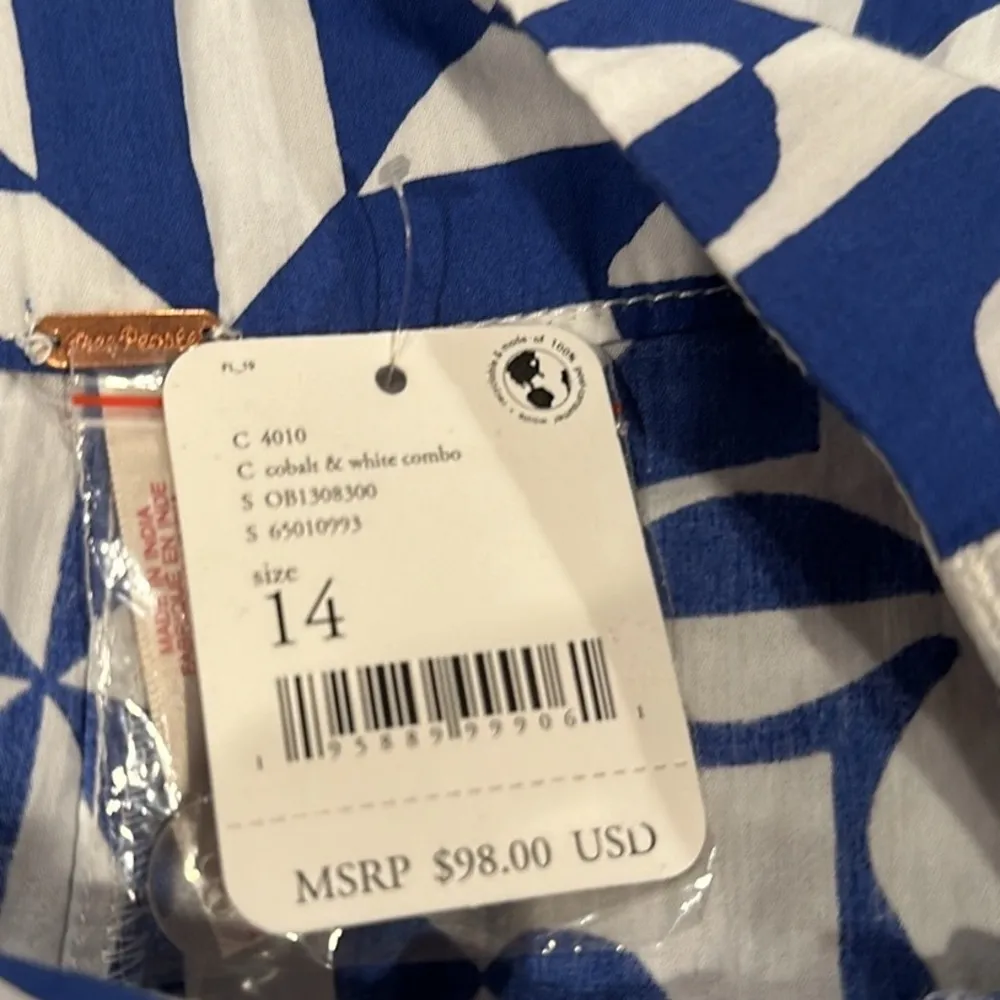 FREE PEOPLE COBALT BLUE WHITE COTTON WIDE LEG HIGH WAIST RISE PANTS 14 - Image 6