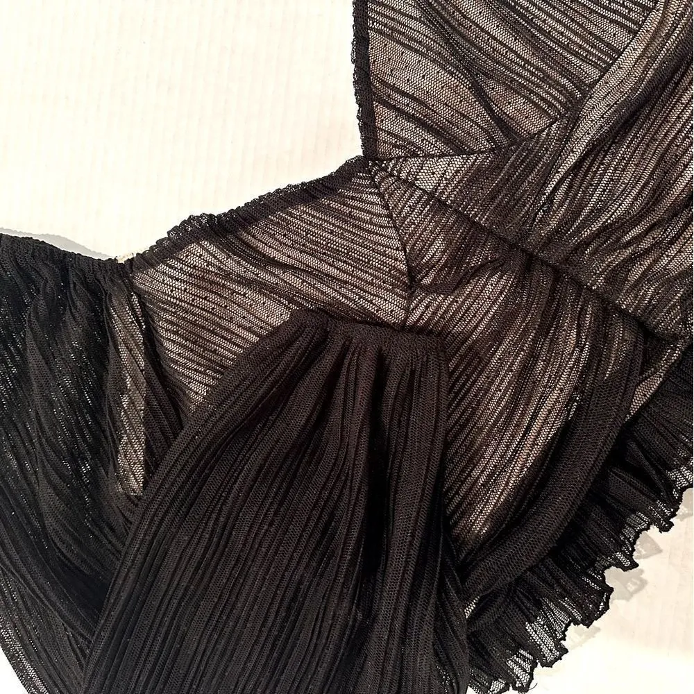 Meraki‎ Illusion Ruched Crop Top Women's XL Black Lined Sweetheart Neckline - Image 4