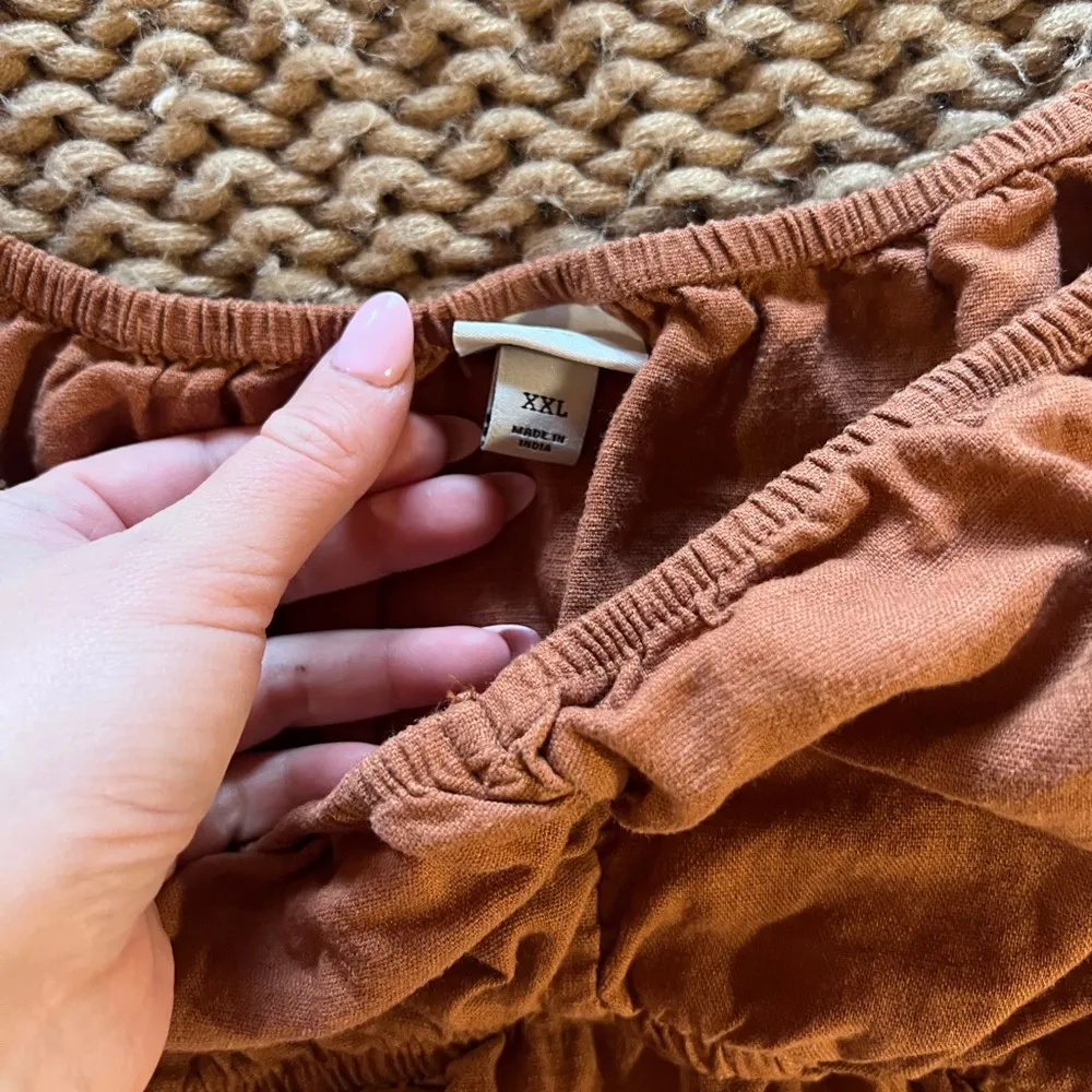 Women's Puff Elbow Sleeve Linen Peasant Shirt Top A New Day - Image 5