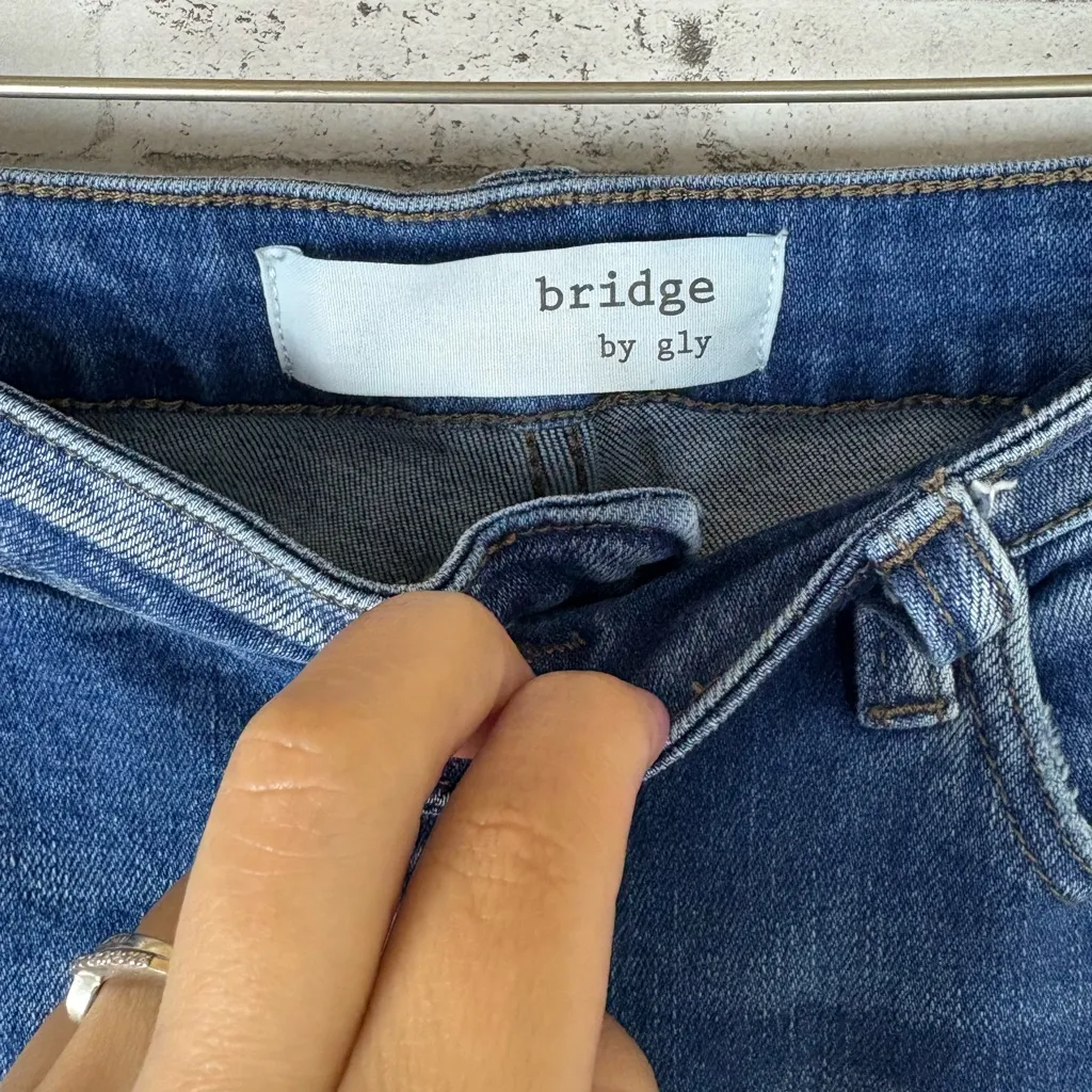 Bridge by Gly Whiskered Paneled Flare Bell Bottom Stretch Jeans - Image 3