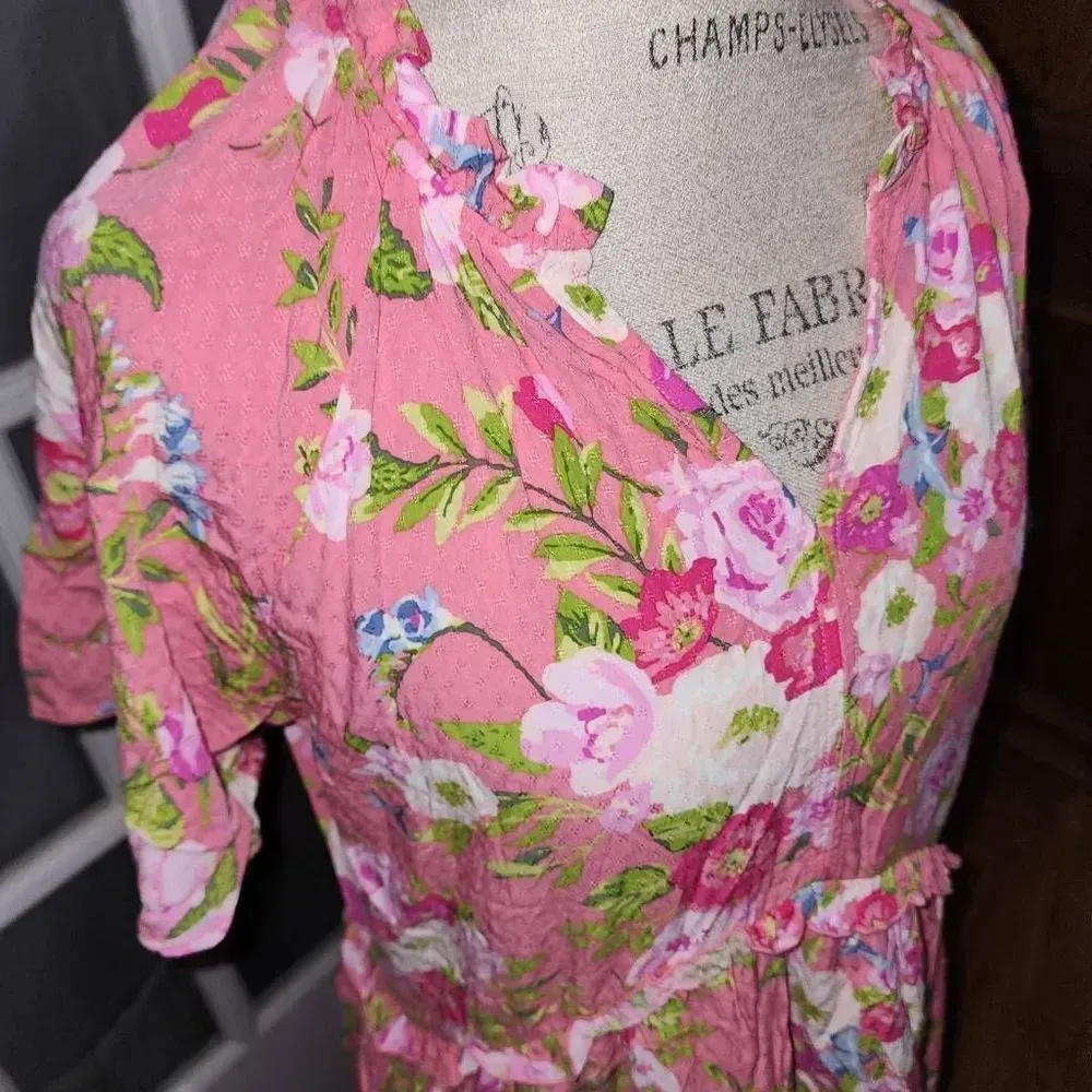 Matilda Jane‎ Womens Pink Fresh Florals Ruffle Sleeve Tiered Dress Small - Image 3