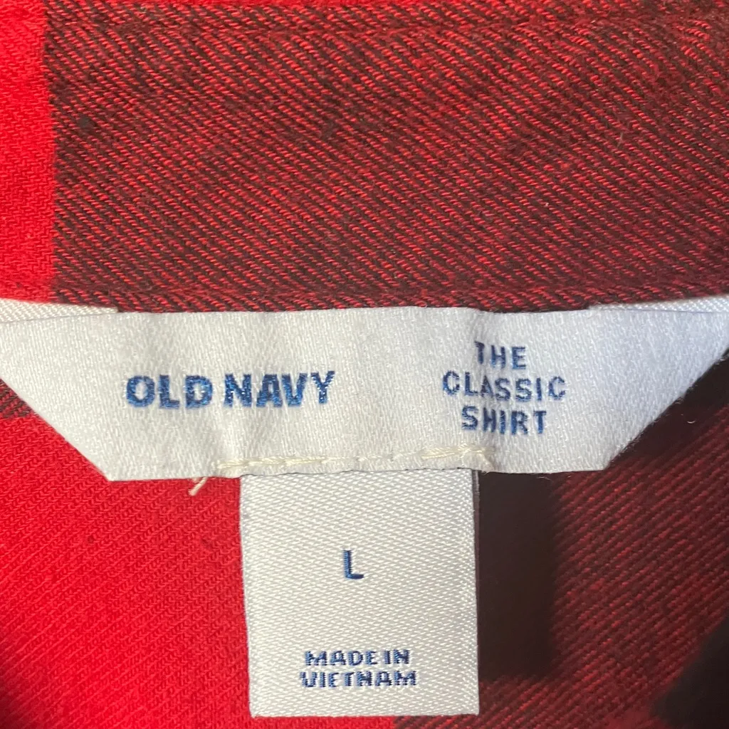 Old Navy Red Checkered watch plaid flannel Shirt large - Image 2