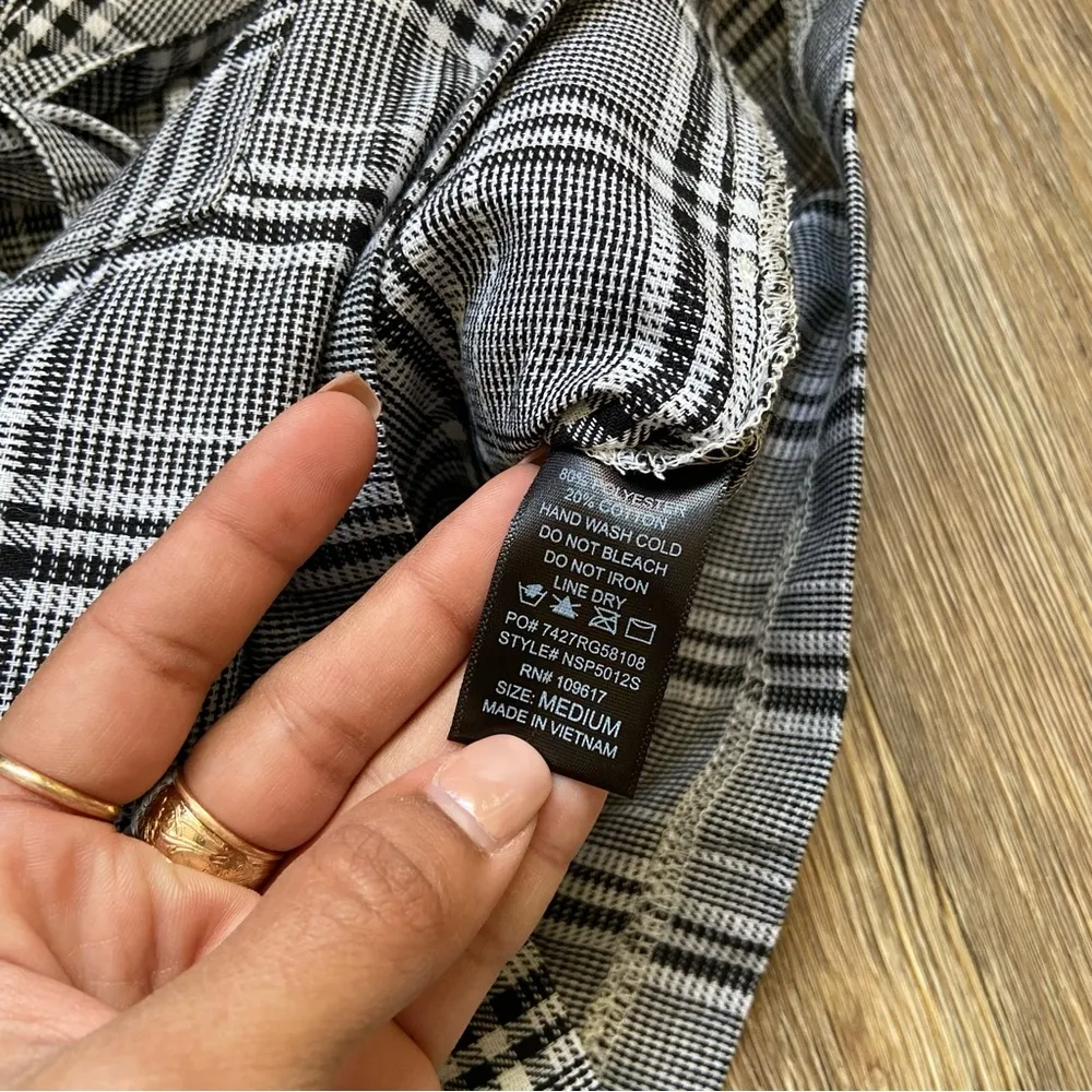 Shinestar Black and White Plaid High Waist Shorts - Image 6