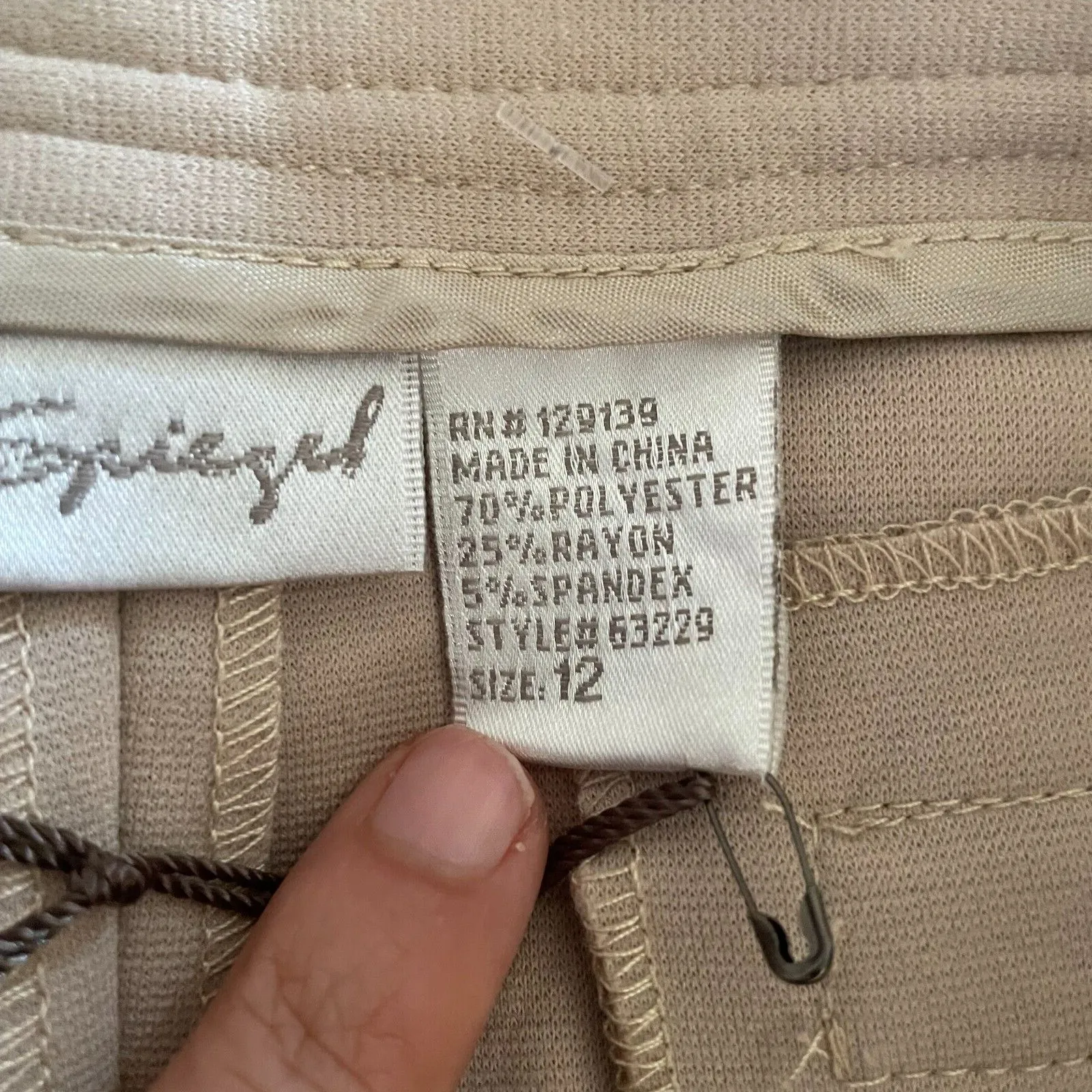 NWT Spiegel Women's Beige Tailored Pants Size 12‎ Ponte Knit Style 63329 Career - Image 6