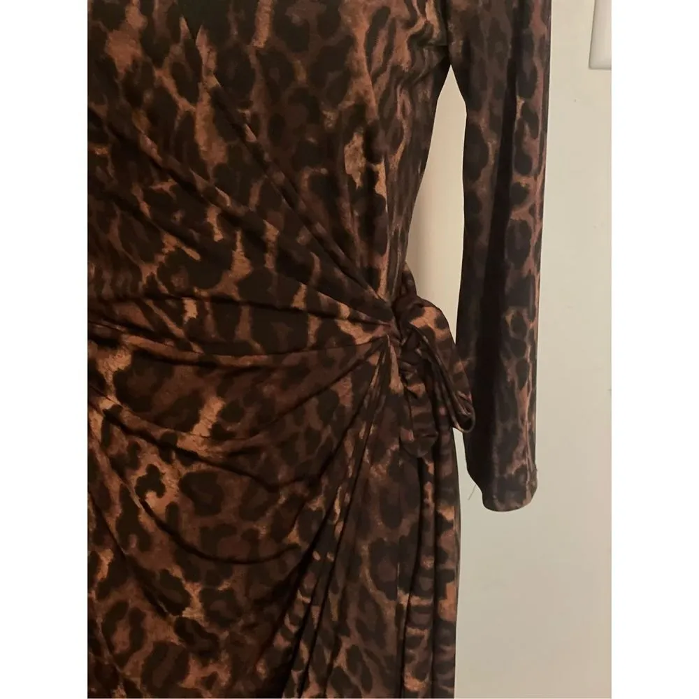 Maggy London Wrap‎ Dresses Leopard Patterns Casual Style Street Style size 6/8 - Image 3