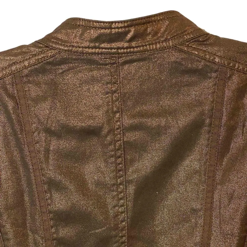 Coldwater Creek Jacket Womens 10 Petite Brown Bronze Metallic Pockets - Image 10