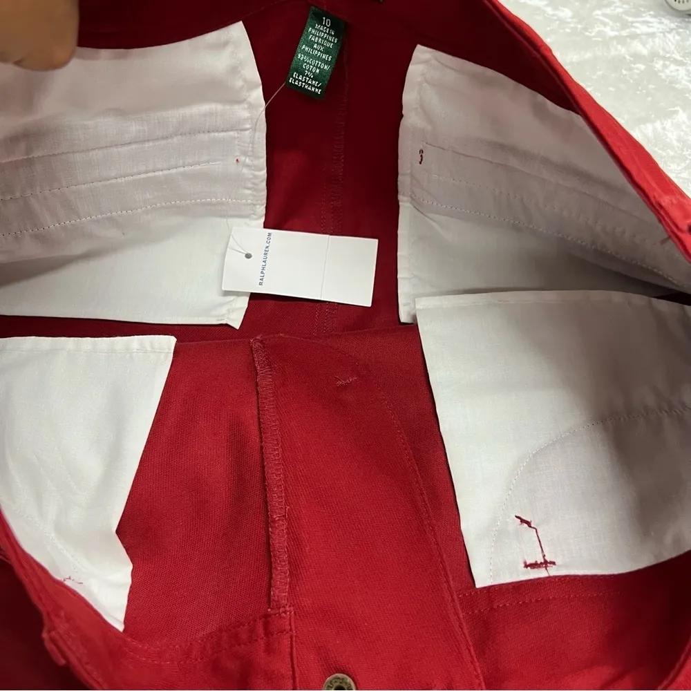 Lauren Ralph Lauren size 10 women’s pants horseshoe logo nwt Red - Image 11