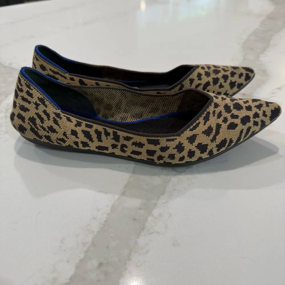 Rothy's Retired “The Point” Pointed Leopard Print Slip On Ballet Flats Womens 10 - Image 3