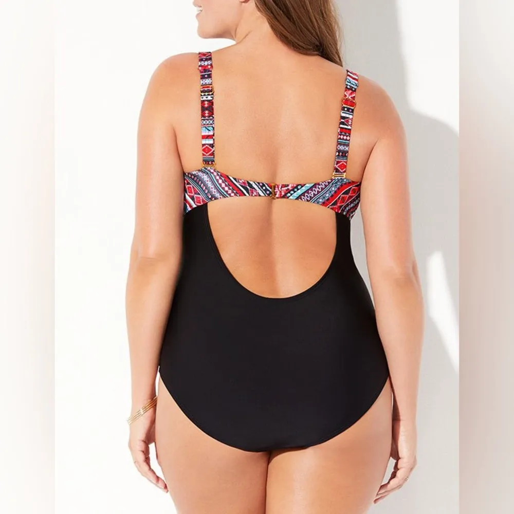 Swimsuits for All One Piece Swimsuit Cutouts Southwest Print 20 2X Black Size undefined - Image 6