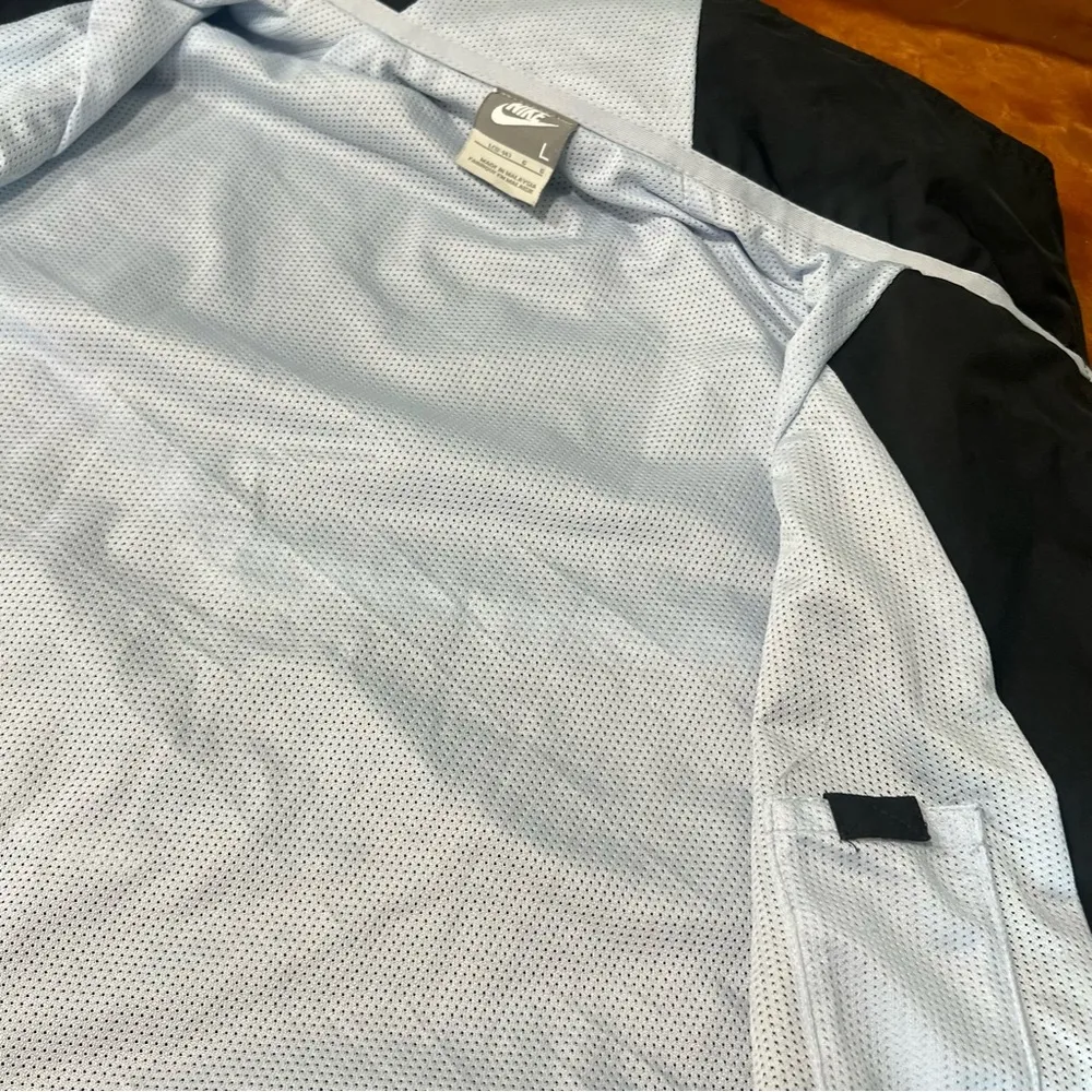 Vintage Nike Full zip Windbreaker Sporty black stripes large 12-14 Y2K 90s - Image 7