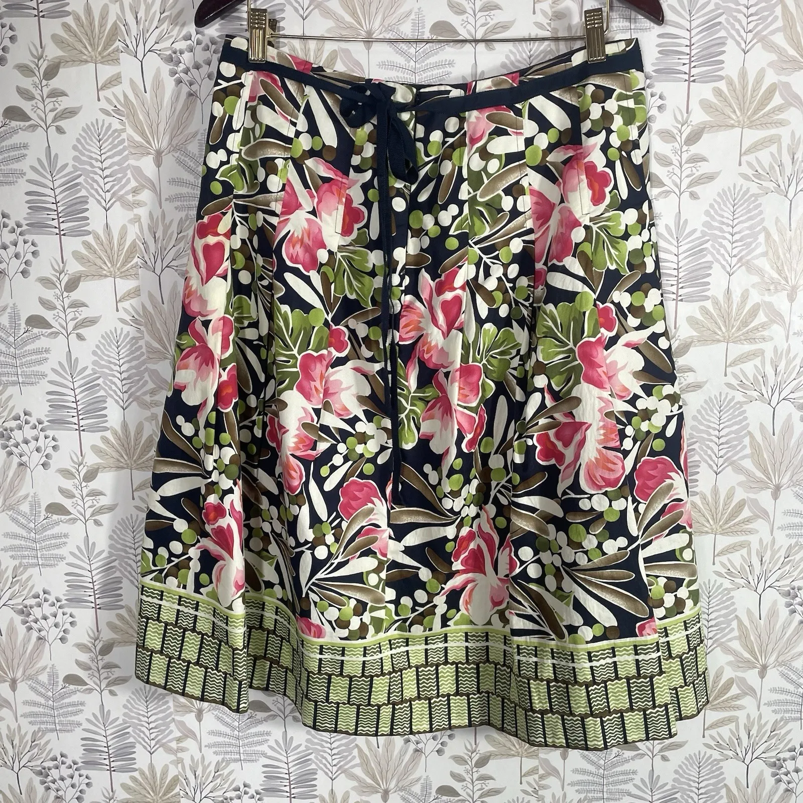 Vintage Talbot Skirt Floral Pleated A-Line Lined Size 12 100% Cotton‎ - Image 4