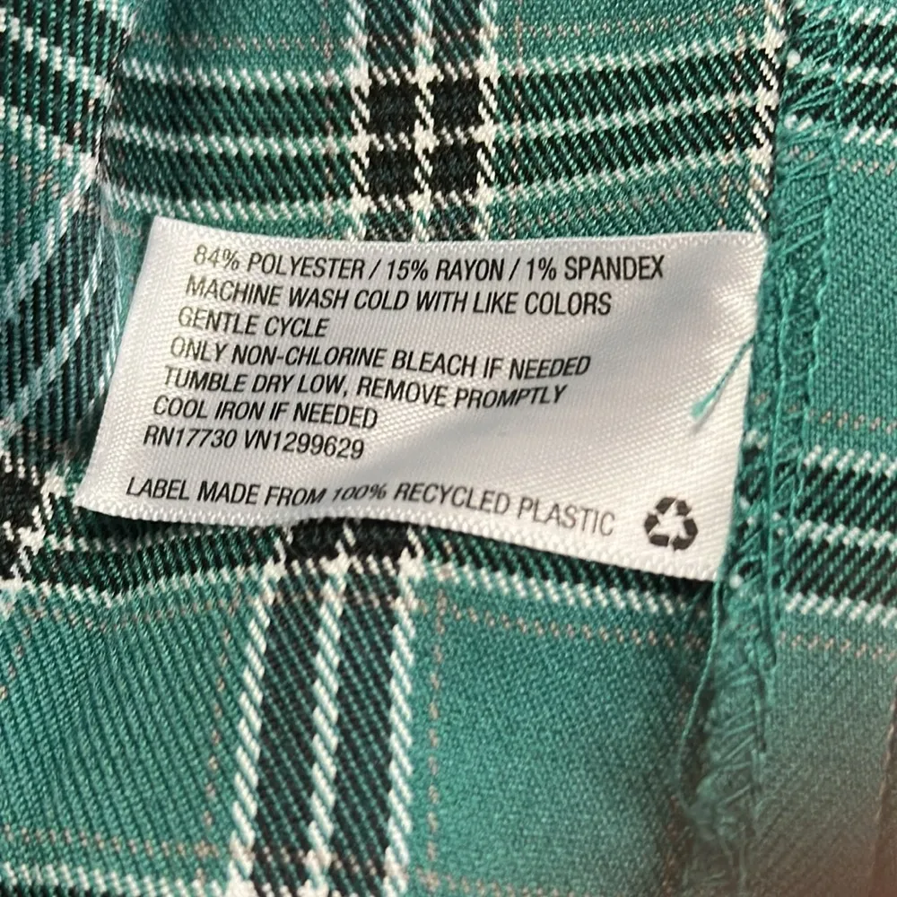 Y2K Wild Fable Green Plaid Pleated Mini Skirt with Wide Belt Loops Size Large - Image 6