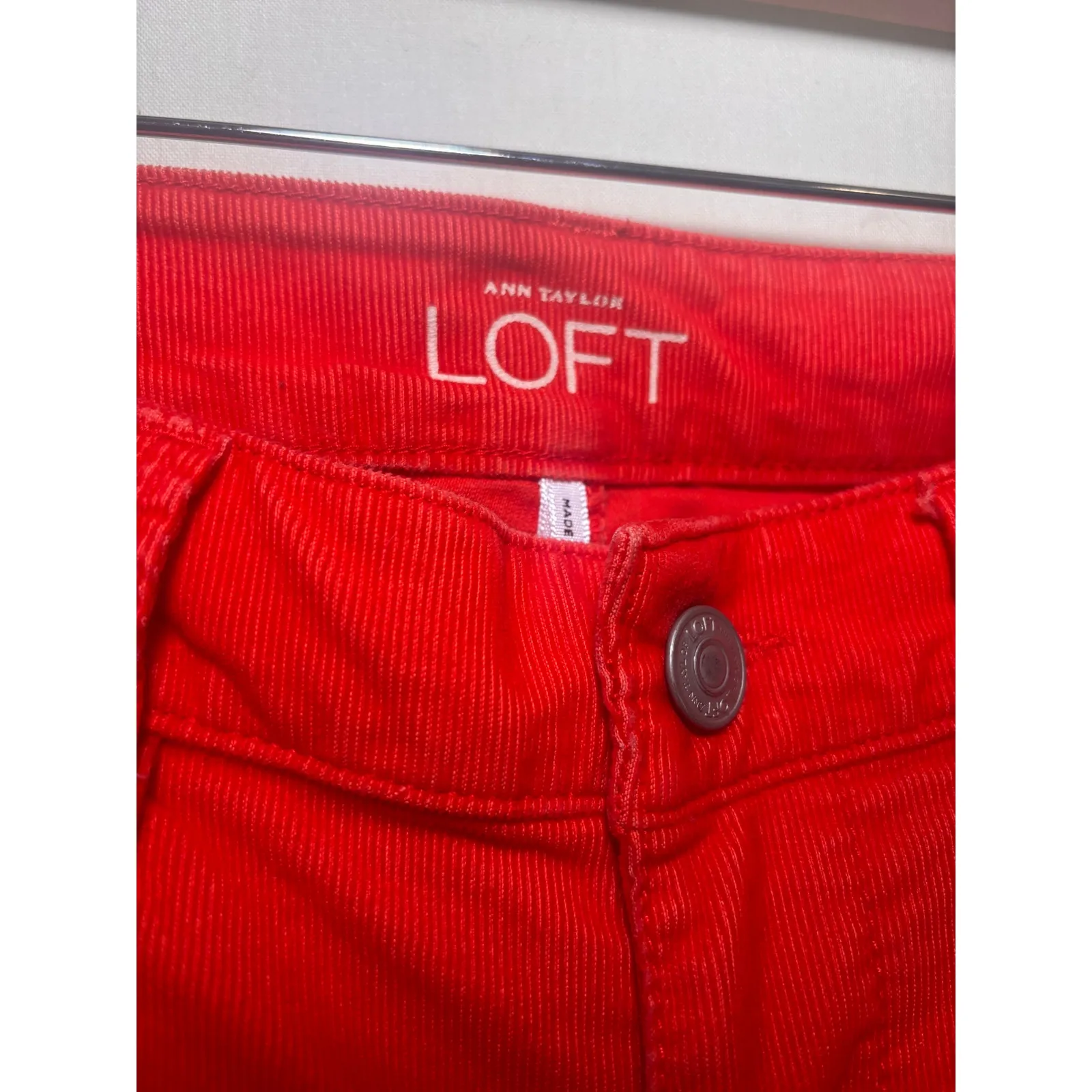 LOFT Modern Straight Orange Corduroy Straight Leg Pants Fall Autumn Size 26/2 - Image 4