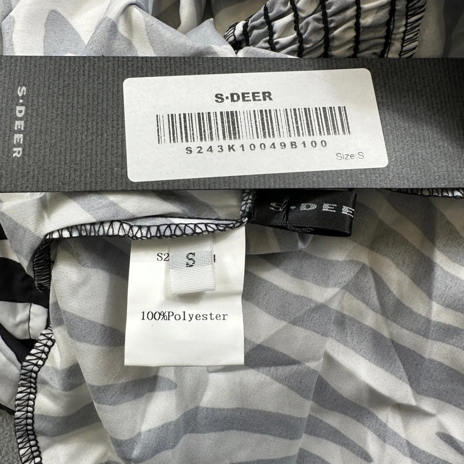 S.DEER Jumpsuit Zebra Print Wide Leg Long Sleeve V Neck Tie Waist One Piece NWT Black - Image 7