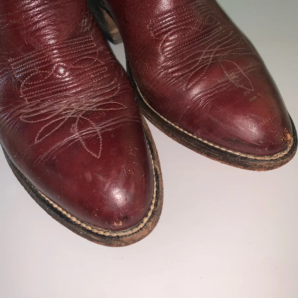 Laredo Burgundy Red Gray  Embroidered Leather Cowgirl Western Boots 6.5 - Image 7