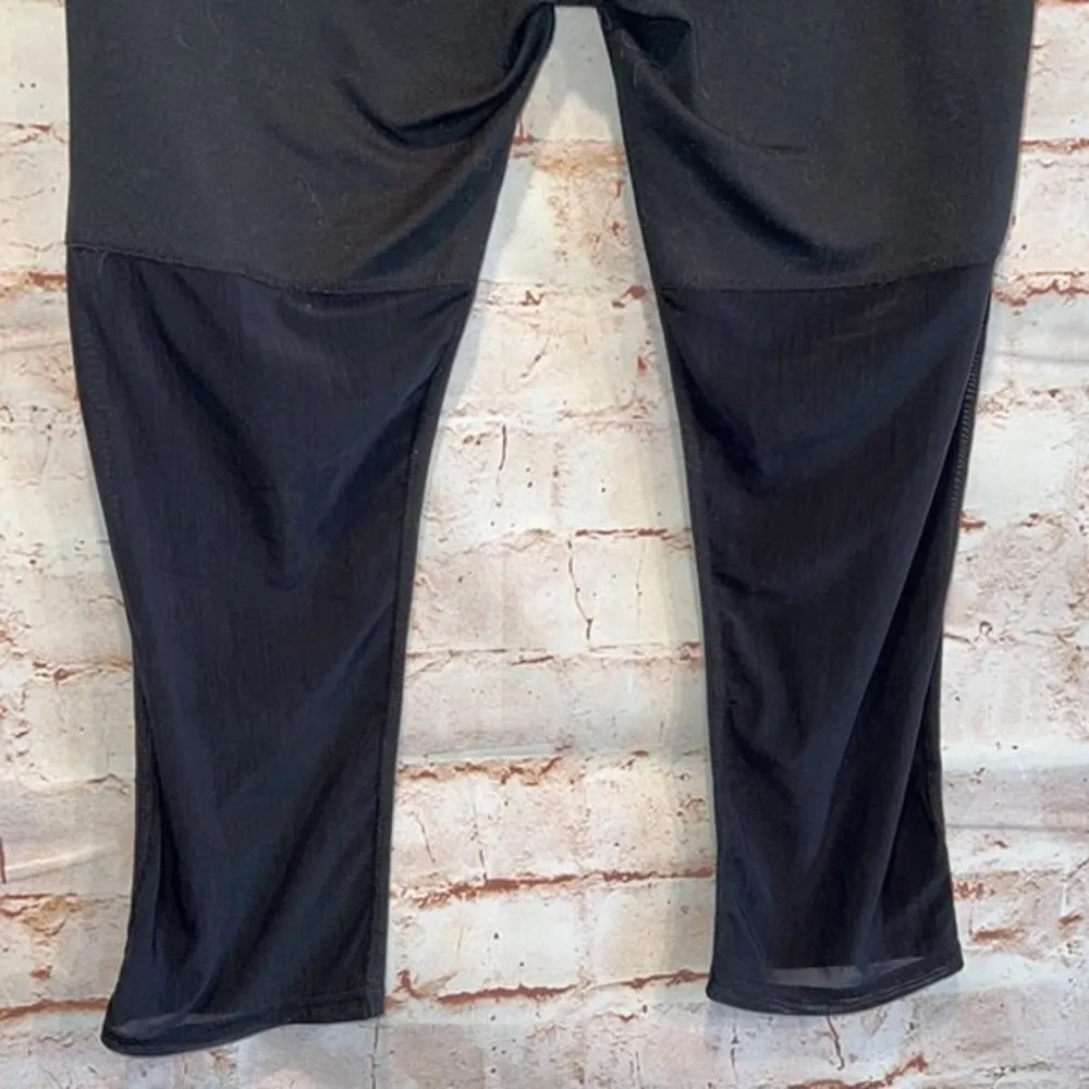 Fabletics Gisela capri black cropped leggings mesh back pocket wide waistband S - Image 7