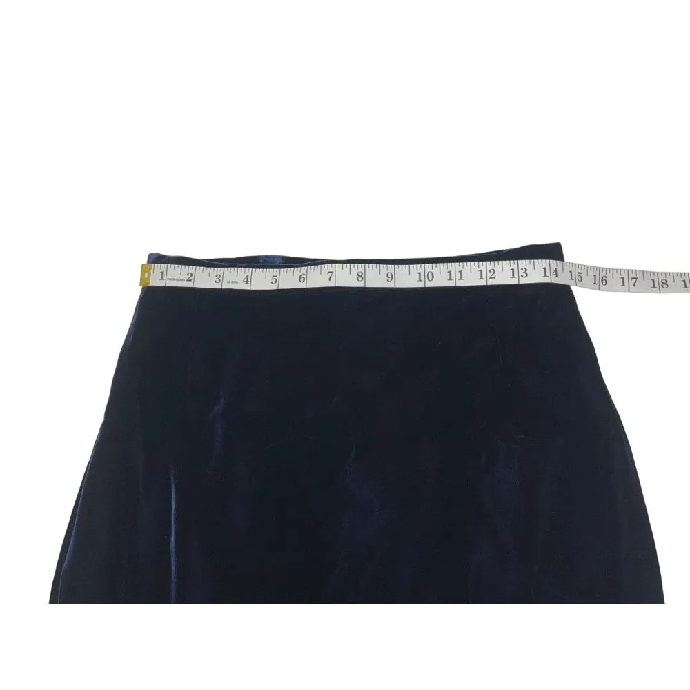 Vintage Navy Velvet Pencil Skirt By Worldly Things Tg 44 Blue Size undefined - Image 3