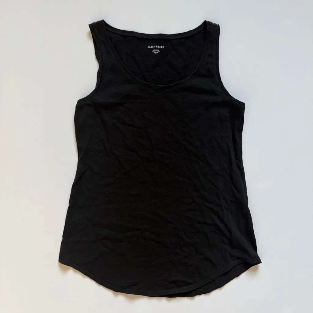 Eileen Fisher Organic Cotton Black Tank Top Size X-Small NWOT - Image 2