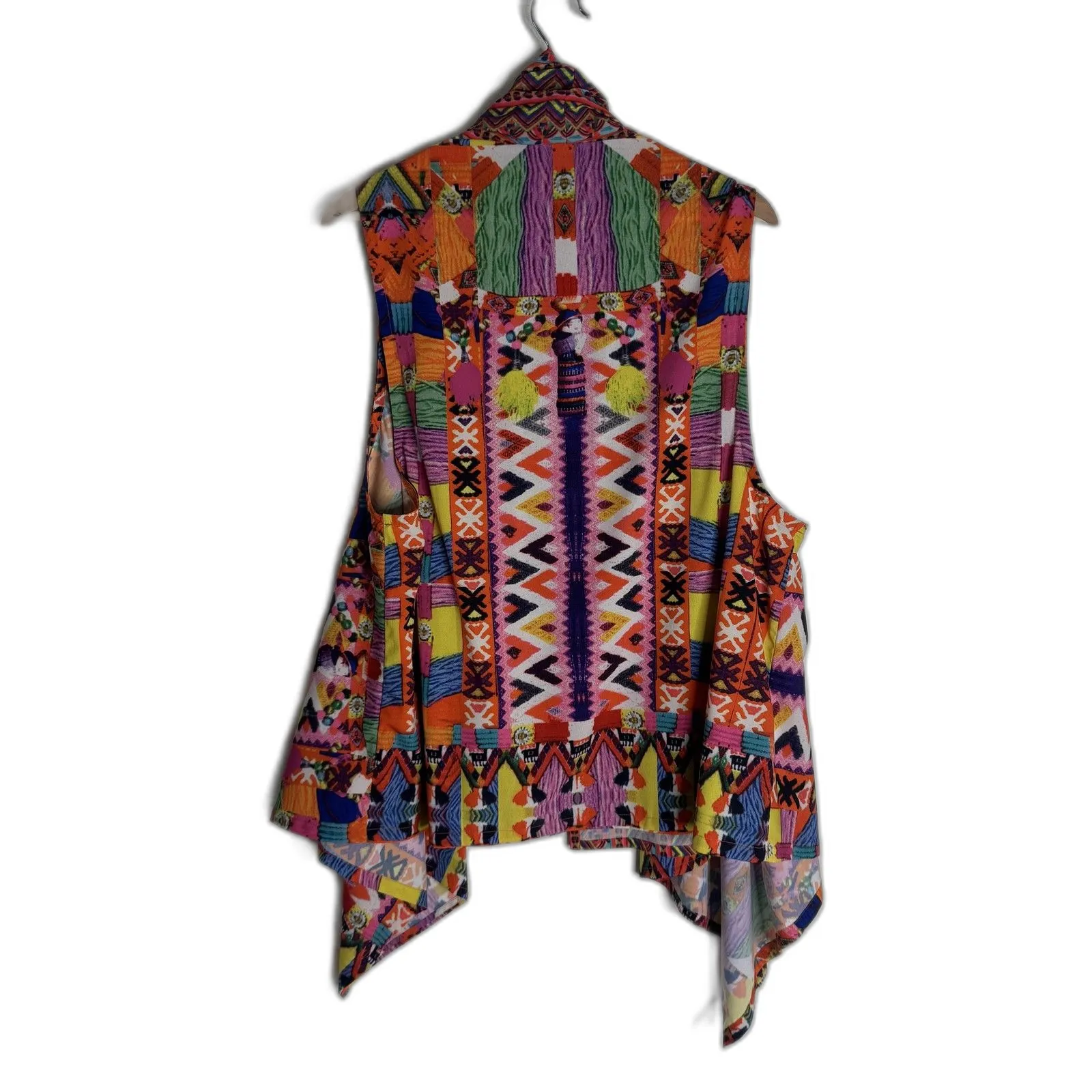 Soft Surroundings Womens one size Boho Open Front Drape Vest abstract Aztec - Image 7