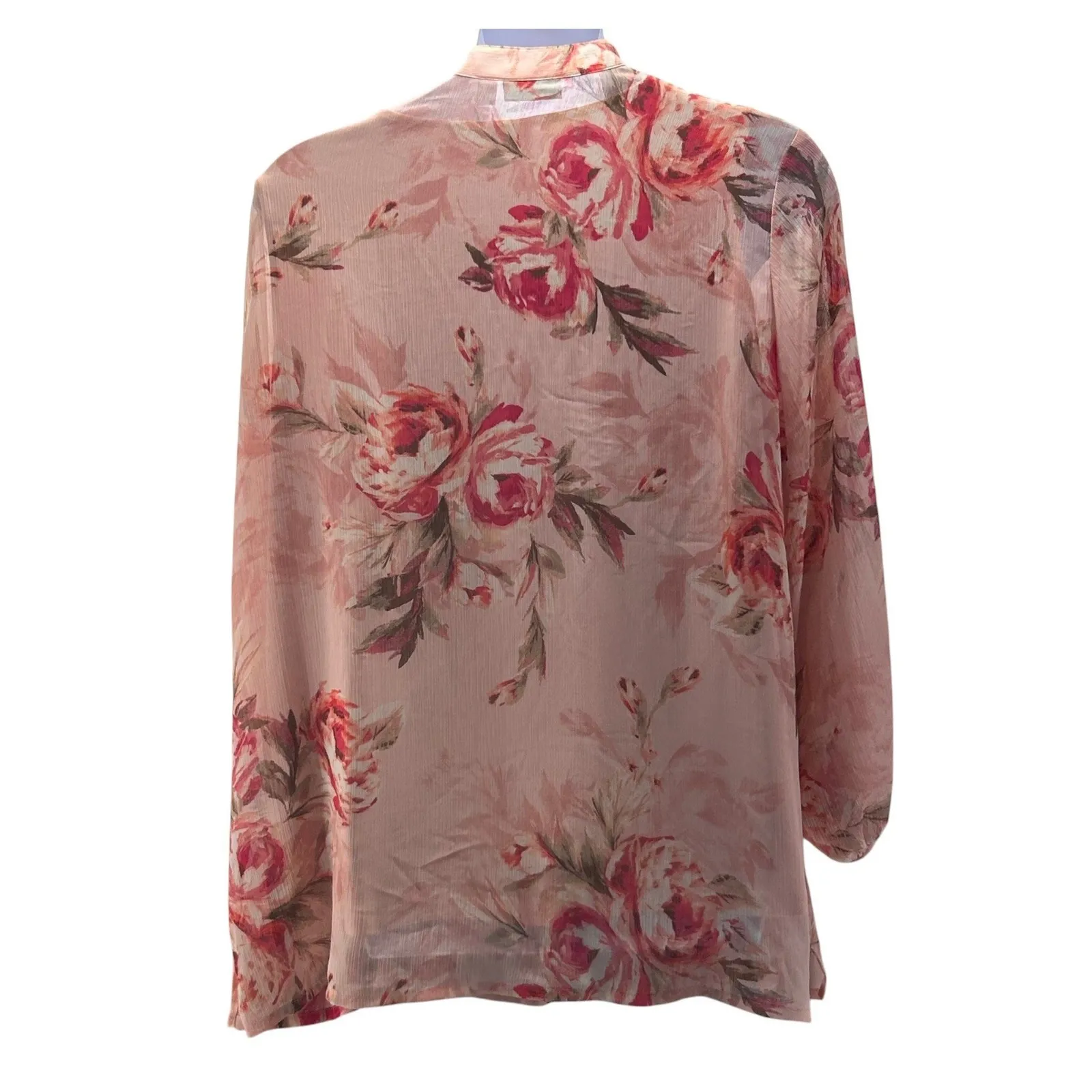 Susan Graver Fairy Top Size 2X Rose Sheer Chiffon Romantic Feminine Boho Garden - Image 2