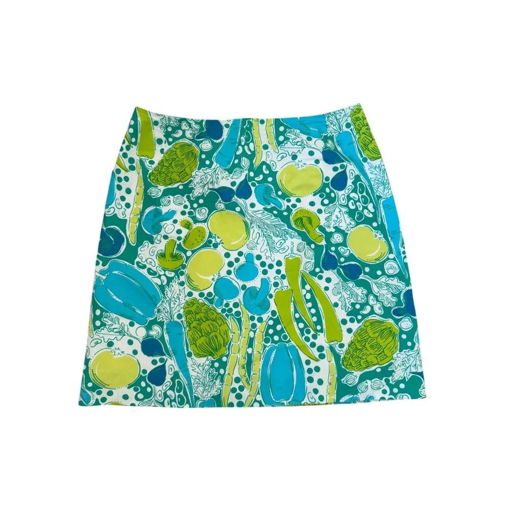 LILLY PULITZER Vintage 100% Cotton Steamed Vegetables Skirt Size 6 - Image 9