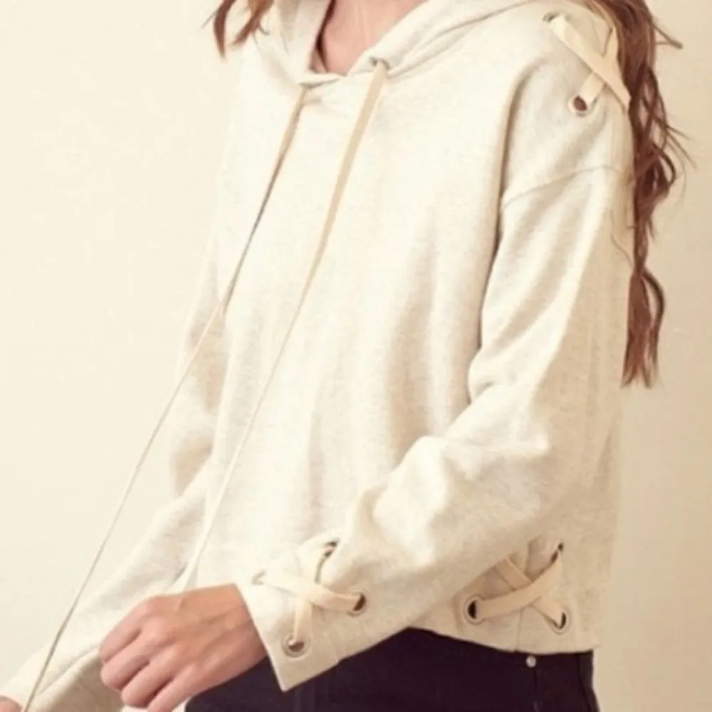 Cropped Laced Grommet Hoodie‎ - Image 11