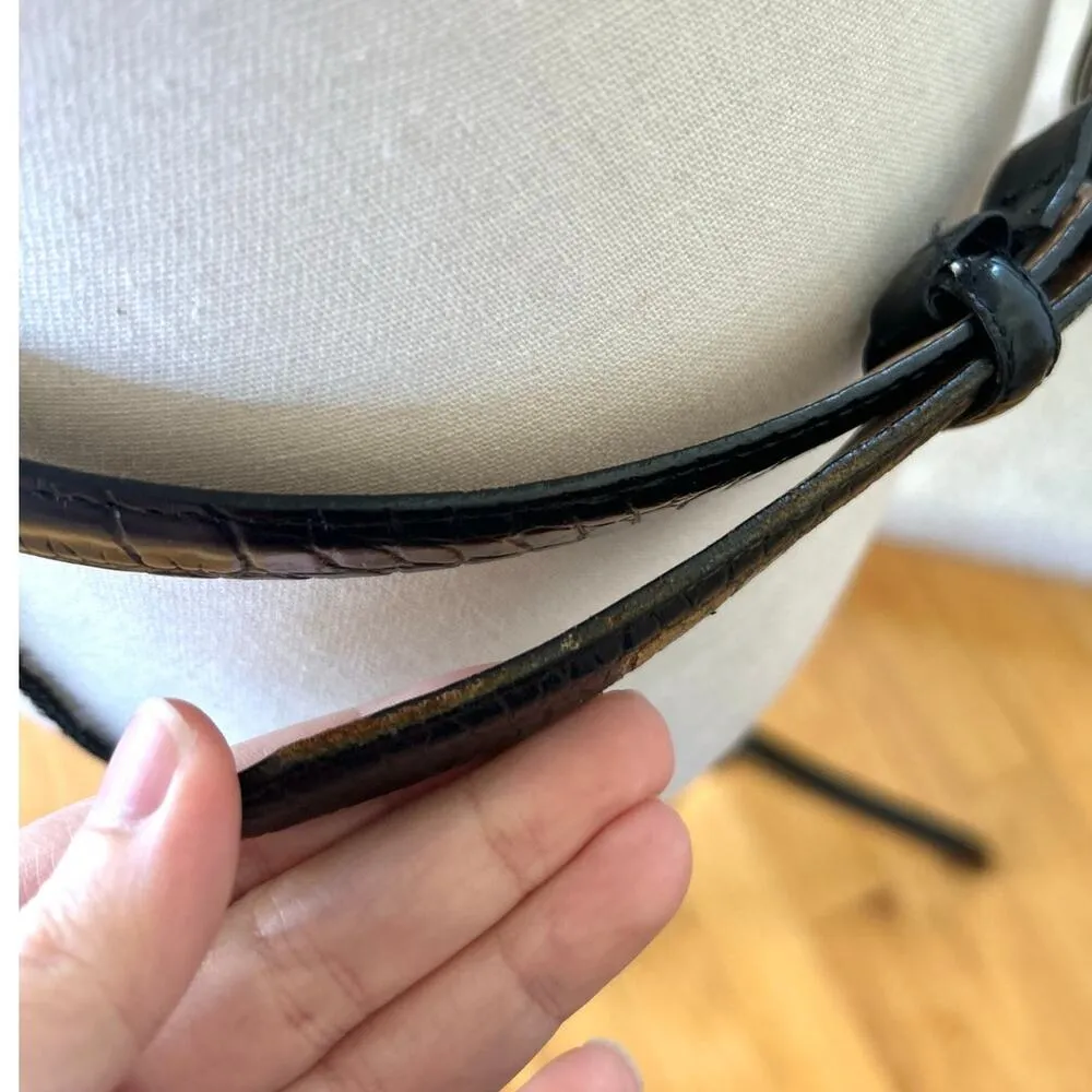 Coldwater Creek Black Embossed Alligator & Silver Filigree Buckle Belt (L) - Image 2