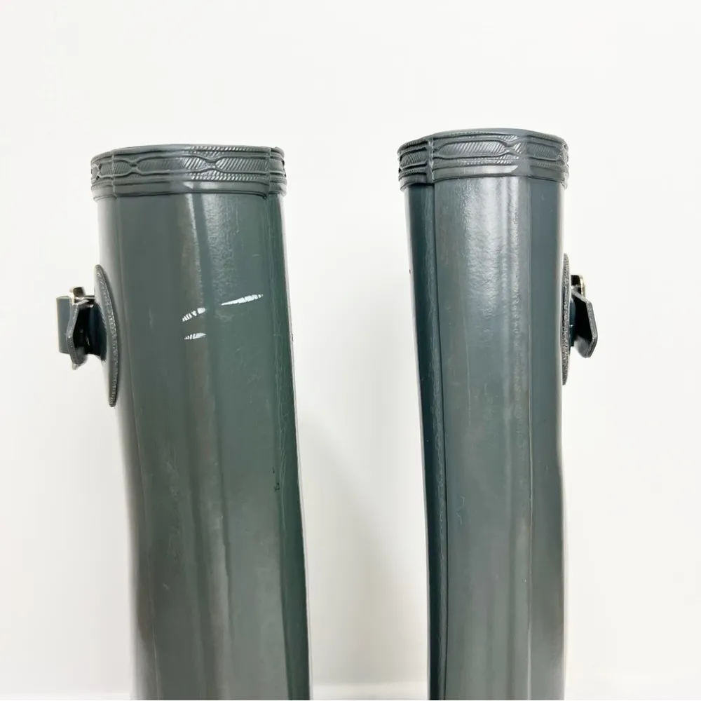Hunter  Tall Wellies Gloss Rain boots Size 7 Dark Gray w/ 2 pair of inserts - Image 9